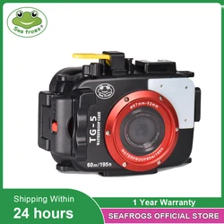 Seafrogs For Olympus TG-5 Case 60m/195ft  Underwater Diving Camera Housing Waterproof Case with Dual Fiber-Optic ports