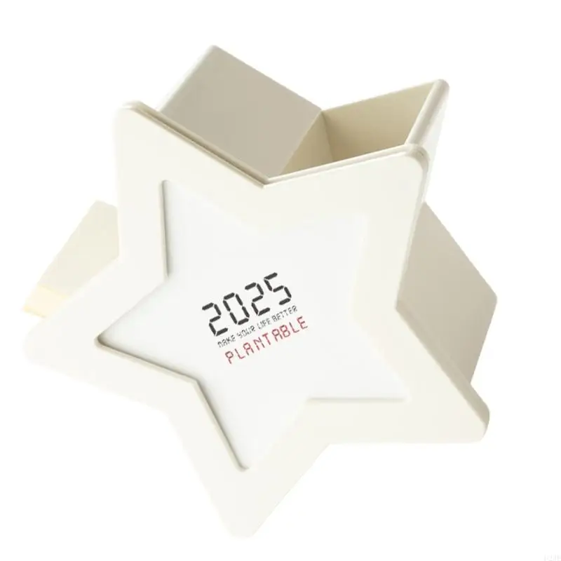 حامل القلم U2JE مع 2025 التقويم 5x3x5inch منظمي القلم مكتب متعدد الوظائف