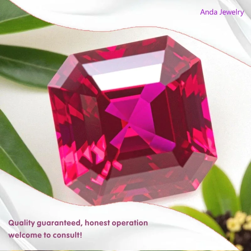 

Lab Grown Ruby Asscher Cut Multiple Sizes Top Quality for Earrings Ring Diy Mewelry Making Selectable Certificate