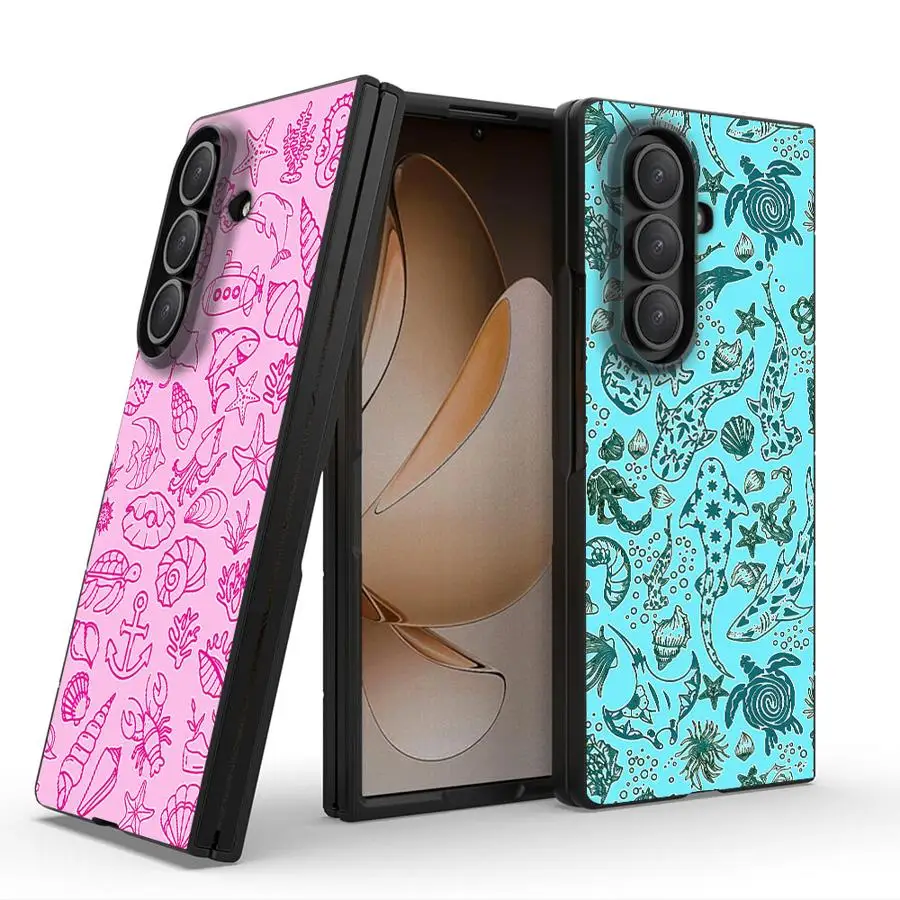 Marine Whale Fish Art Case for Samsung Galaxy Z Fold 8 Ultra ZFold6 ZFold7 Z Fold 7 6 3 ZFold4 ZFold5 Z Fold8Ultra Phone Shell
