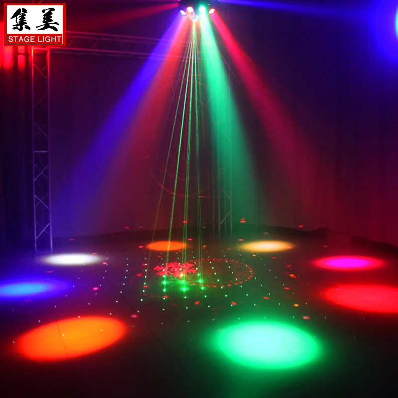 KTV Flash LED Rotating Laser Bouncing Luz, 5 em 1 Efeito, voz controlada, sete cores, palco