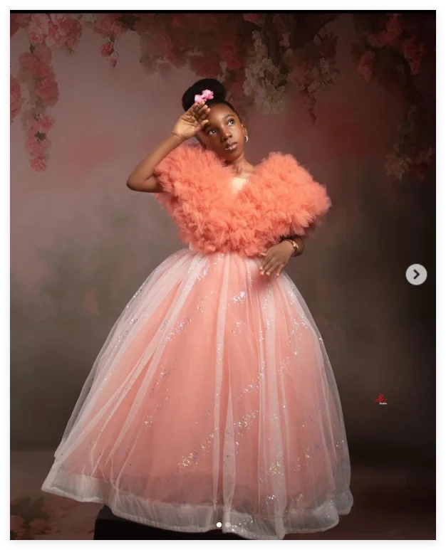 Customized Peach Pink Ruffles Flower Girl Dresses Princess Beading Baby Girls First Birthday Party Pageant Dress For Wedding