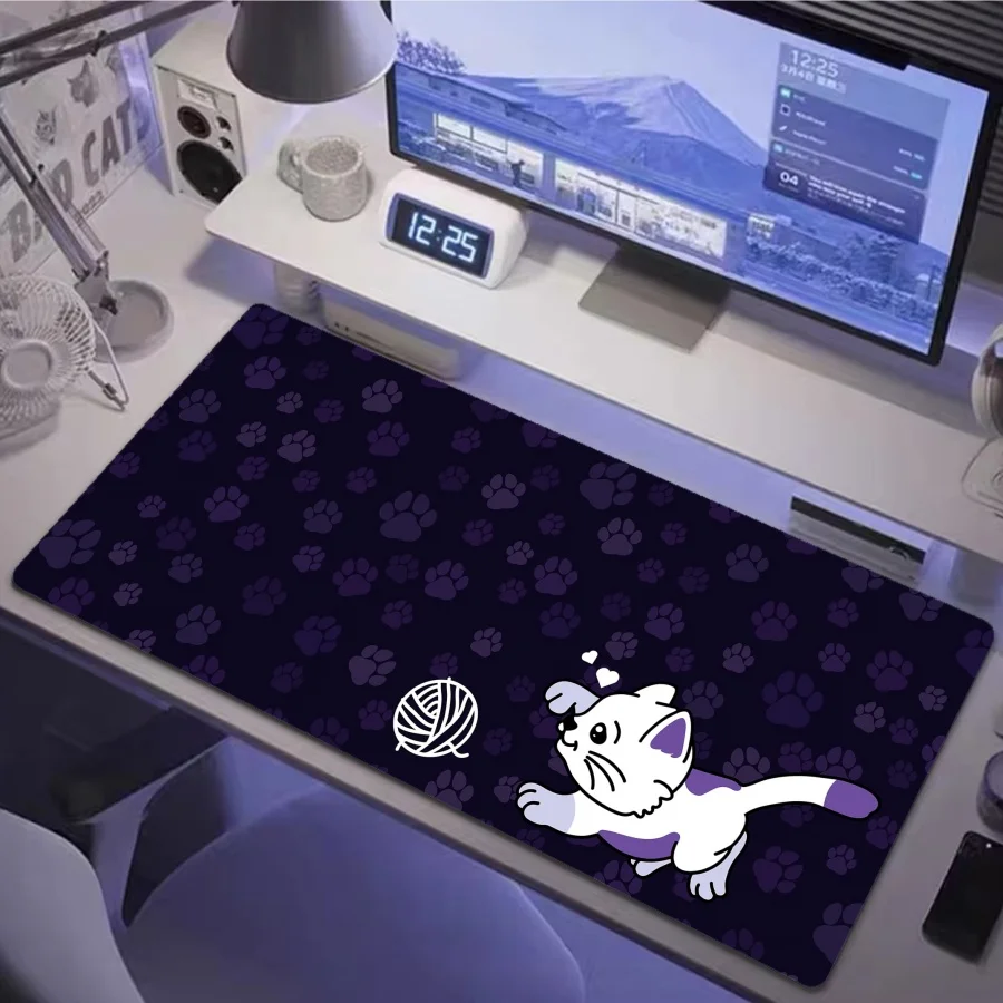 

Anime Mouse Pad large desk mat Play Cat Gaming Rubber Desk pad Stitched Edge Table keyboard Extended pad Kawaii XXL mousepad