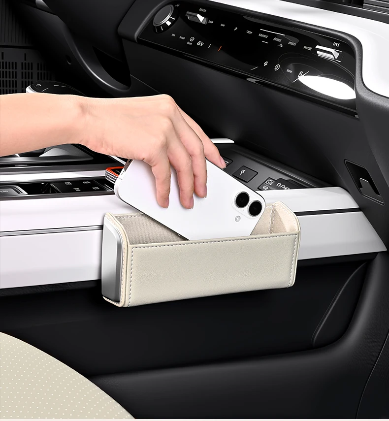Selbstklebender Auto-Aufbewahrungsorganizer aus Leder mit Ladeanschluss, Mehrzweck-Aufbewahrungsbox für die Fahrzeuginnenausstattung – Detail 16