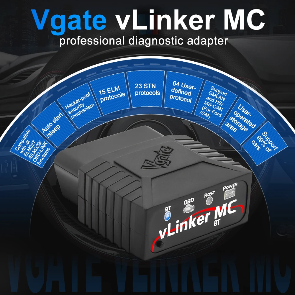 Vgate vLinker MC+ ELM 327 V2.2 Bluetooth Car Scanner OBD2 Wifi Auto Diagnostic Tool ELM327 OBD 2 obd2 Bimmercode