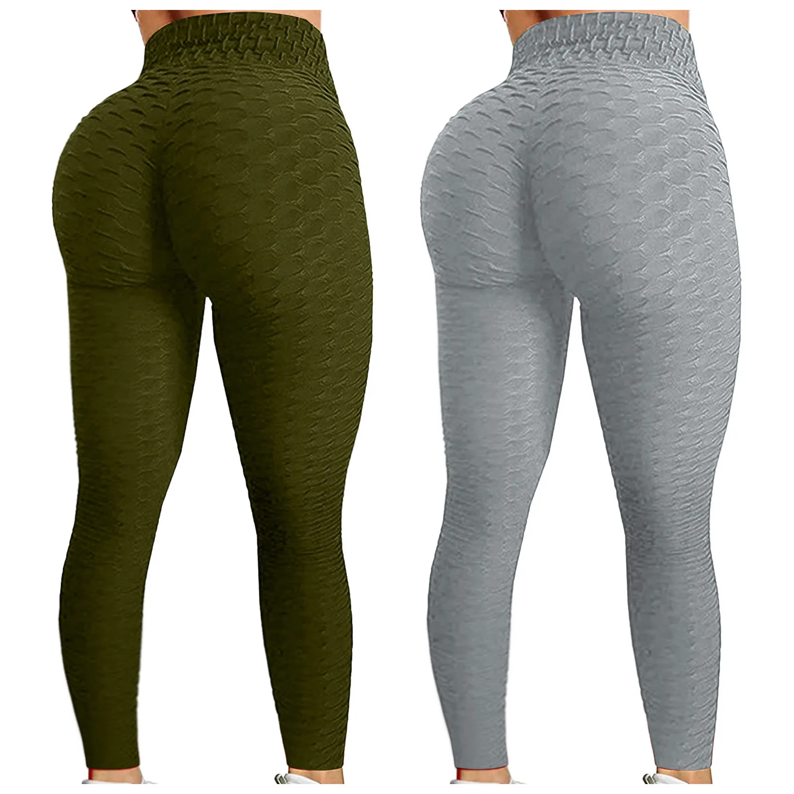 High-Waisted Yoga Pants Textured Leggings Women Butt Lift Tummy Control Gym Yoga Workout Pants Activewear Jacquard Bubble T1