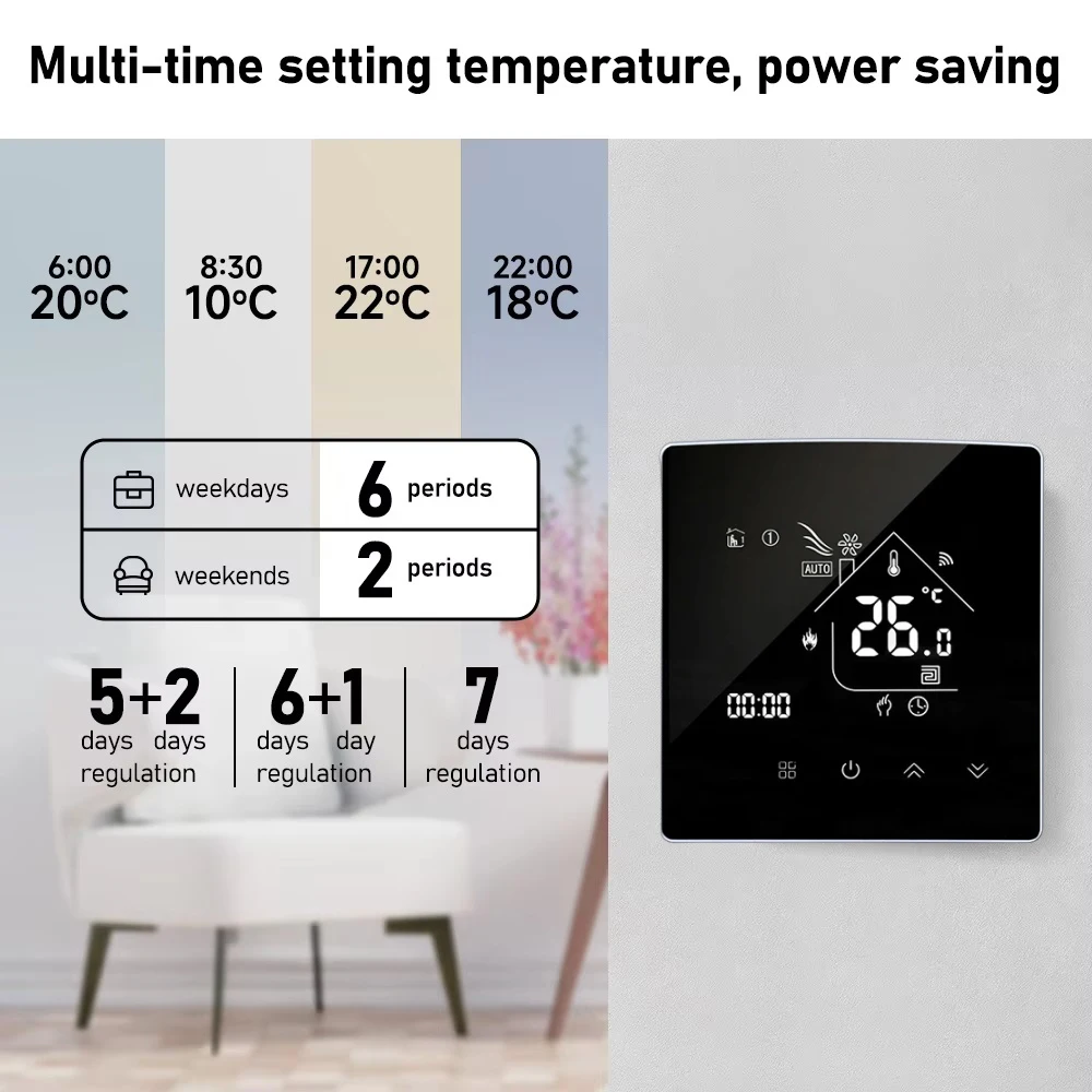 หม้อต้มแก๊ส Thermostat Wifi Tuya Smart Home เครื่องทําความร้อน Thermostat Mobile App รีโมทคอนโทรล Smart Life ทํางานร่วมกับ Google Home Alexa