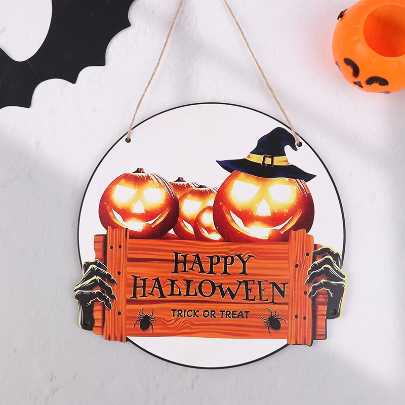 Halloween Wooden Sign Adequado para Festa, Abóbora com Chapéu, Decoração do feriado