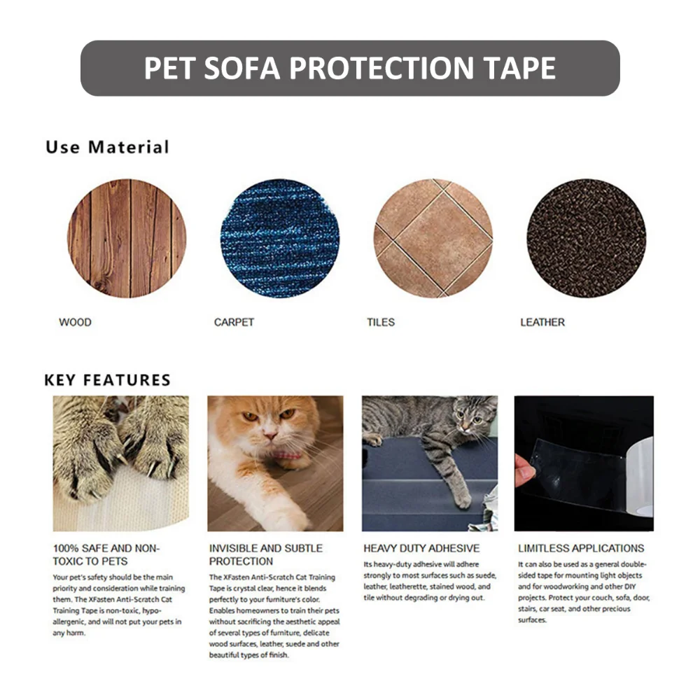 Furniture Protectors From Cats Scratch Anti Scratch Cat Training Tape Safe Clear Tapes Couch Protectors Sofa Corner Scratching