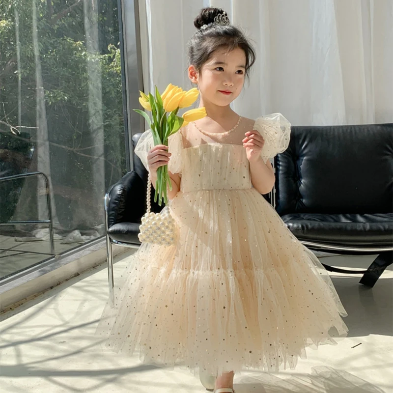 Summer Kids Girls' Dress  Baby Temperament Princess Dress Cute Sweet Children's Dress Westernized Dreamy Yarn Dress image 6