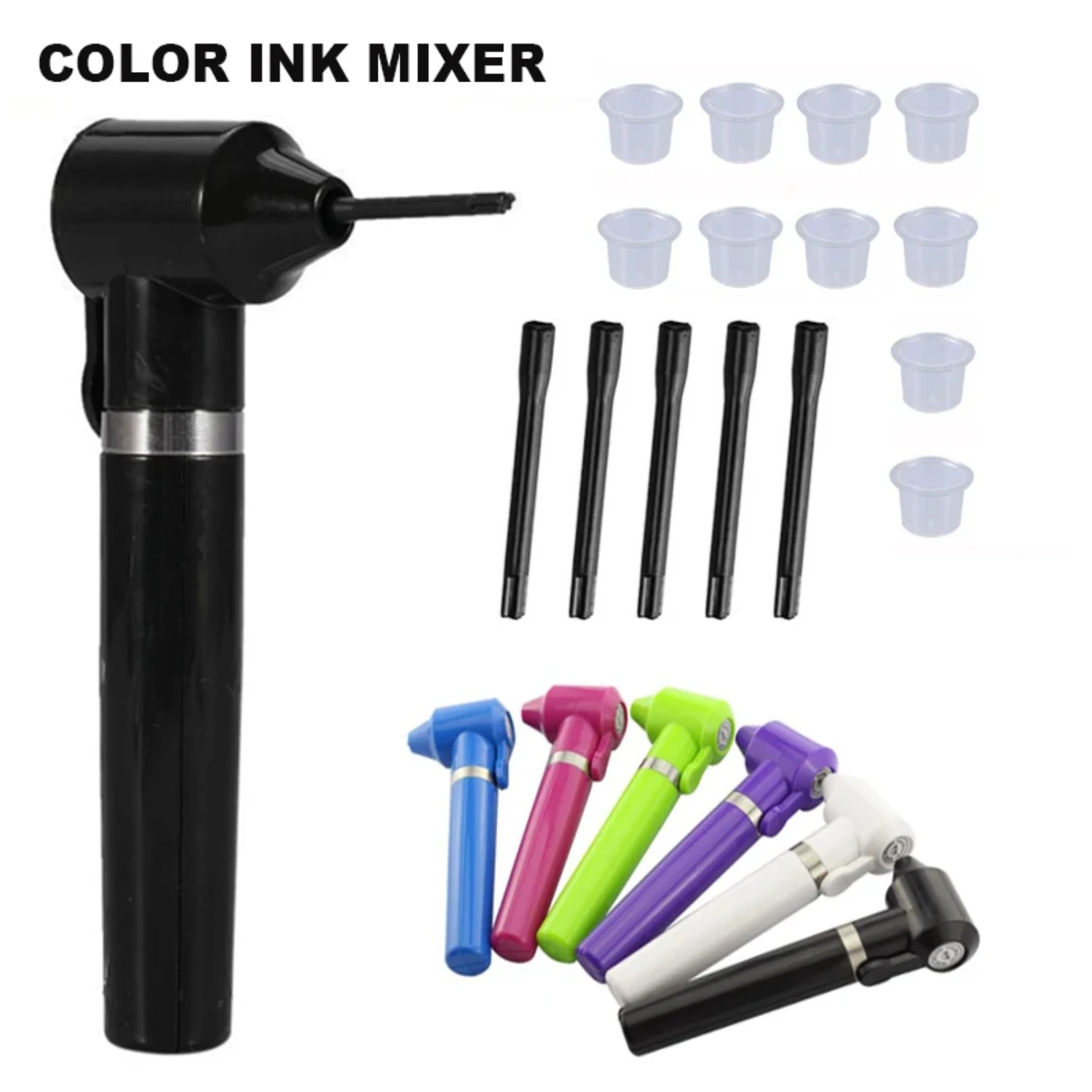 

Tattoo Ink Mixer Pen Device With 5pcs Mixing Sticks Tatu Pigment Sturring Rod Coloring Accessory Ink Mixer Set