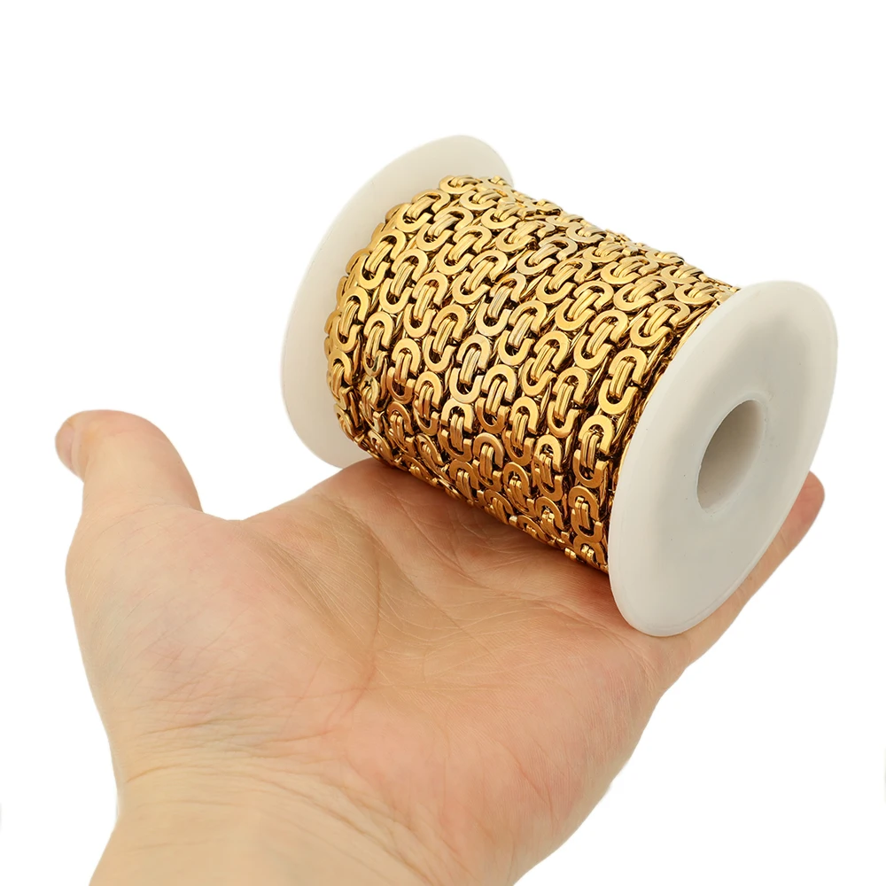 1 Meter Stainless Steel Width 8/6MM Chunky Big Chains Flat Link Chains for DIY Chunky Thick Lock Chain Necklaces Jewelry Making