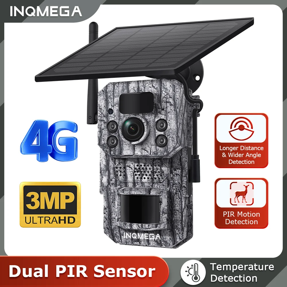 INQMEGA 4G Trail Camera Live Broadcast Wildlife Hunting Surveillance Cellular Wireless Cameras  in Forest / Farm