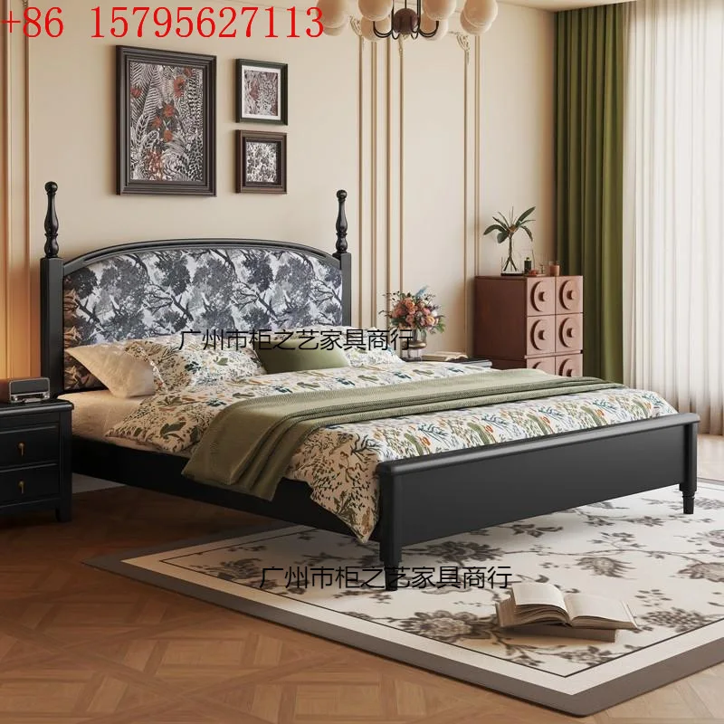 

French retro solid wood bed medium and ancient wind bed double master bed 1.8 meters 1.5 meters soft bag