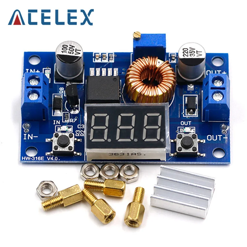 XL4015 5A High power 75W DC-DC adjustable step-down module+LED Voltmeter Power supply module