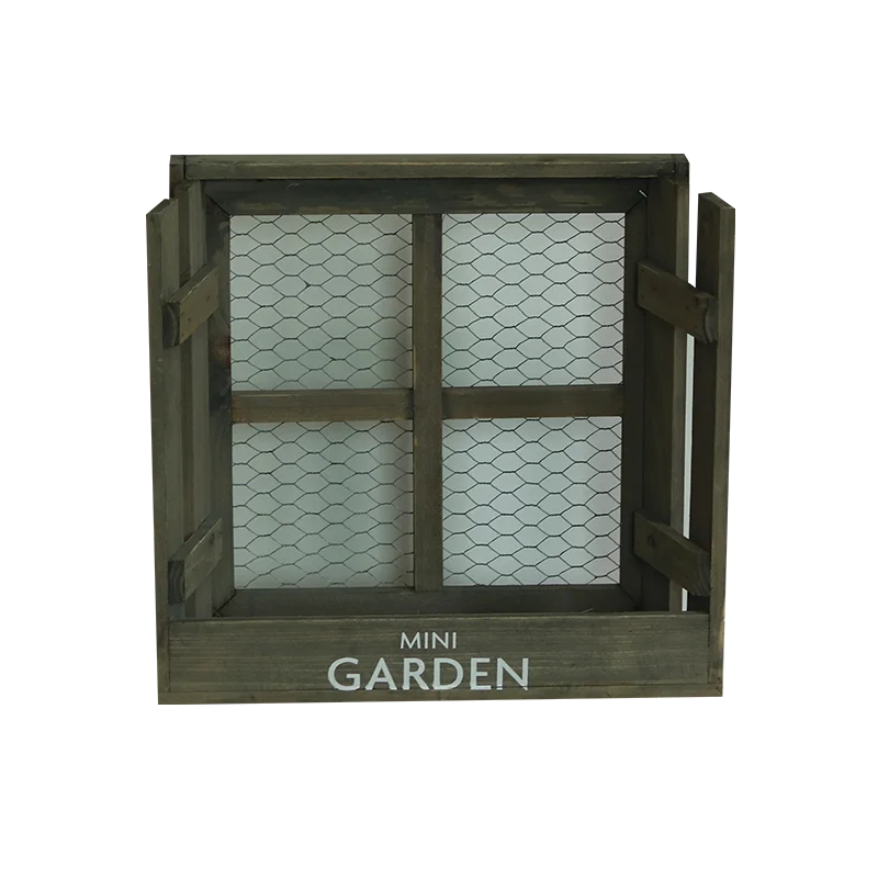 American Countryside Vintage Handmade Wooden Decorative Mini Window Wall Flower Pot Holder