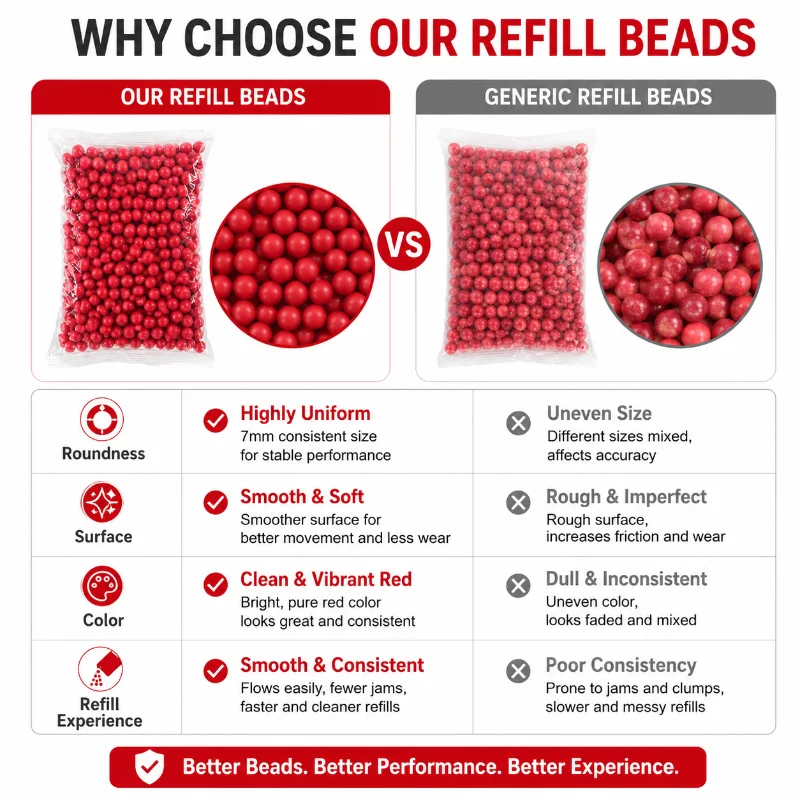 Elastic Soft Rubber Round Balls Red Color 7mm 500Pcs Per Pack Uniform Size Burrless Outdoor Interactive Hobby Game Supplies