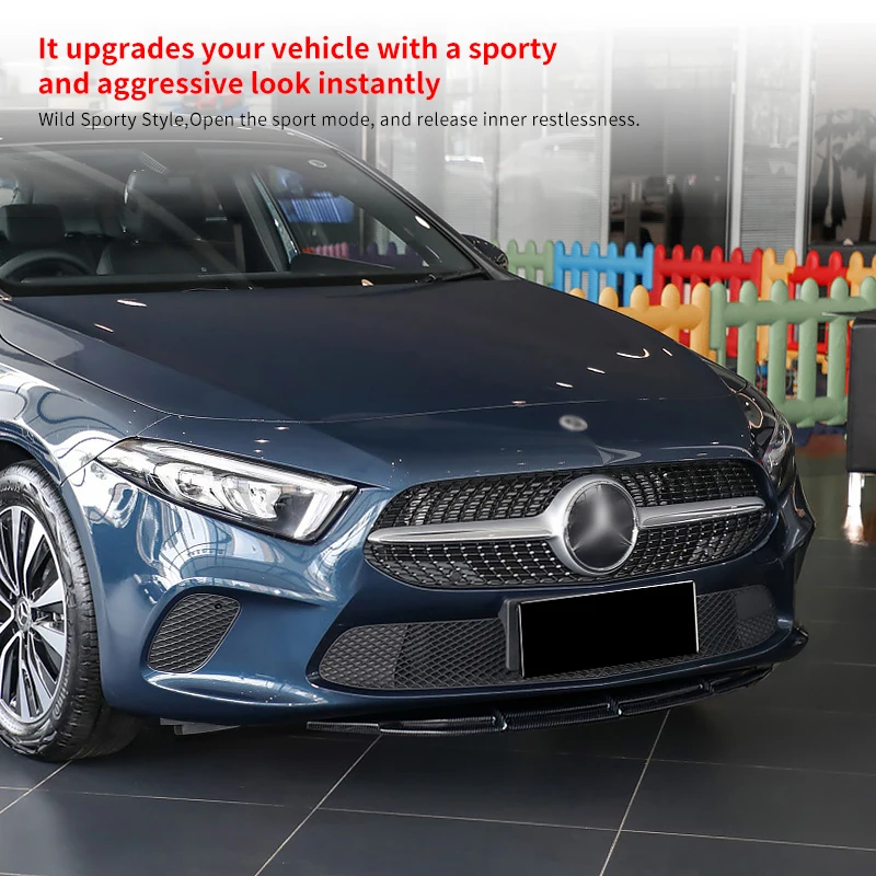 

For Mercedes Benz A-Class W177 A200 A250 2013-2023 Car Front Bumper Splitter Lip Body Kit Spoiler Chin Plate Carbon Accessories