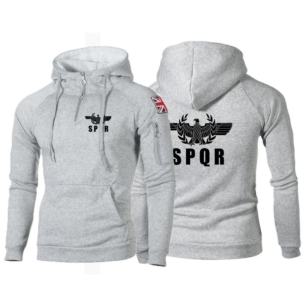 SPQR-Sudadera con capucha de gladiador romano con estampado de Águila Dorada, suéter de algodón versátil, Harajuku, tendencia de moda, 2024