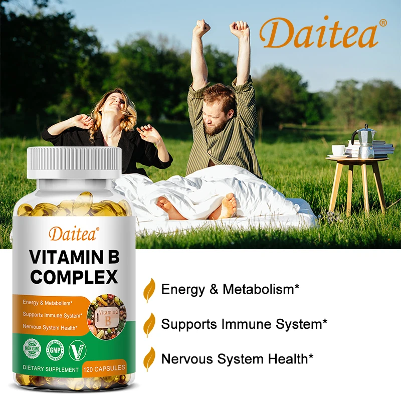 Daitea Compound VitaminB Capsules VB B1 B2 B3 B5 B6 B7 B9 B12 Better Mood Assists Nervous System &Energy Support Supplement