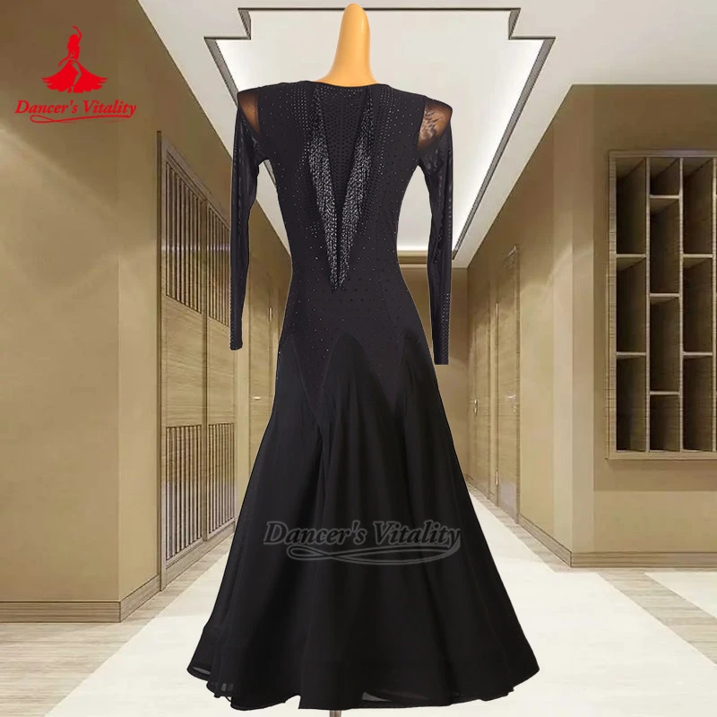 社交ダンスプロフェッショナル長袖ビッグスイングドレスダンサーの活力大人女性ワルツコンテスト&練習服カスタマイズ