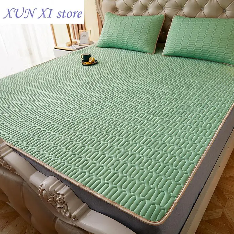 New Latex Summer Mat Kit Cooling Feel Bed Pad and Pillowcase Cold Sleeping Bed Mat for Summer Breathable Folding Cool Mat