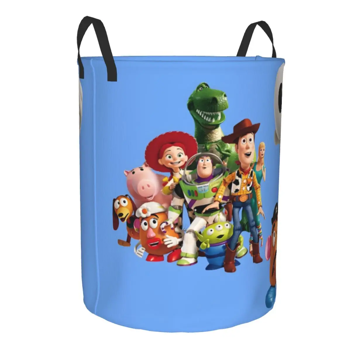 Custom Anime Toy Story Group Laundry Basket Foldable Cartoon Movie Clothes Hamper for Baby Kids Toys Storage Bin