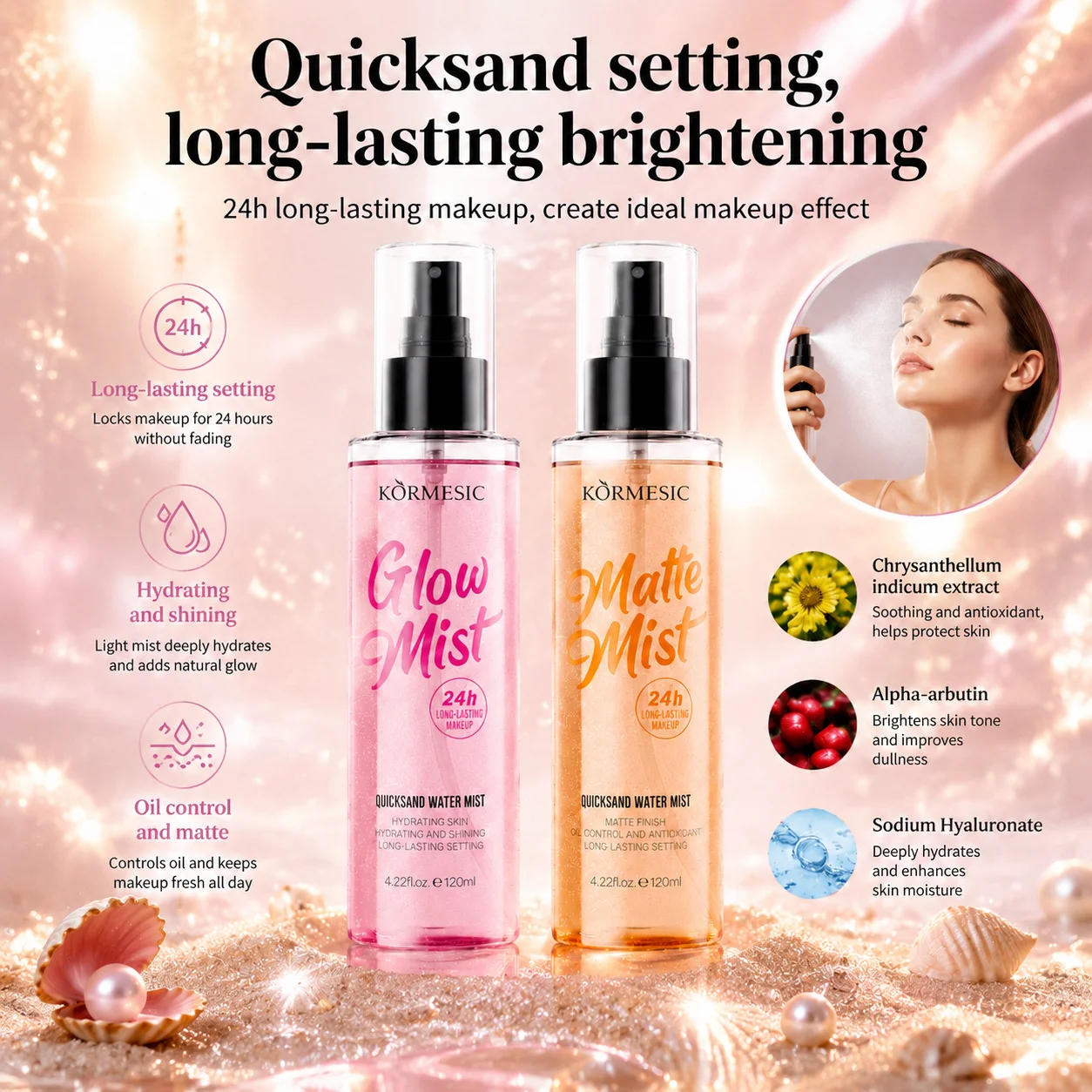 Waterproof Setting Spray Glossy Matte Base Makeup,Makeup Fixer Spray,Oil Control Hydrating Makeup Fixing Setting Spray Cosmetics