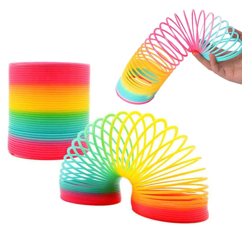 Spring Toys Coil Rainbow Circle Stacking 6.5*6CM Fidget Toys Changeable Hand-pulled Plastic Magic Circle for Children\'s Gift