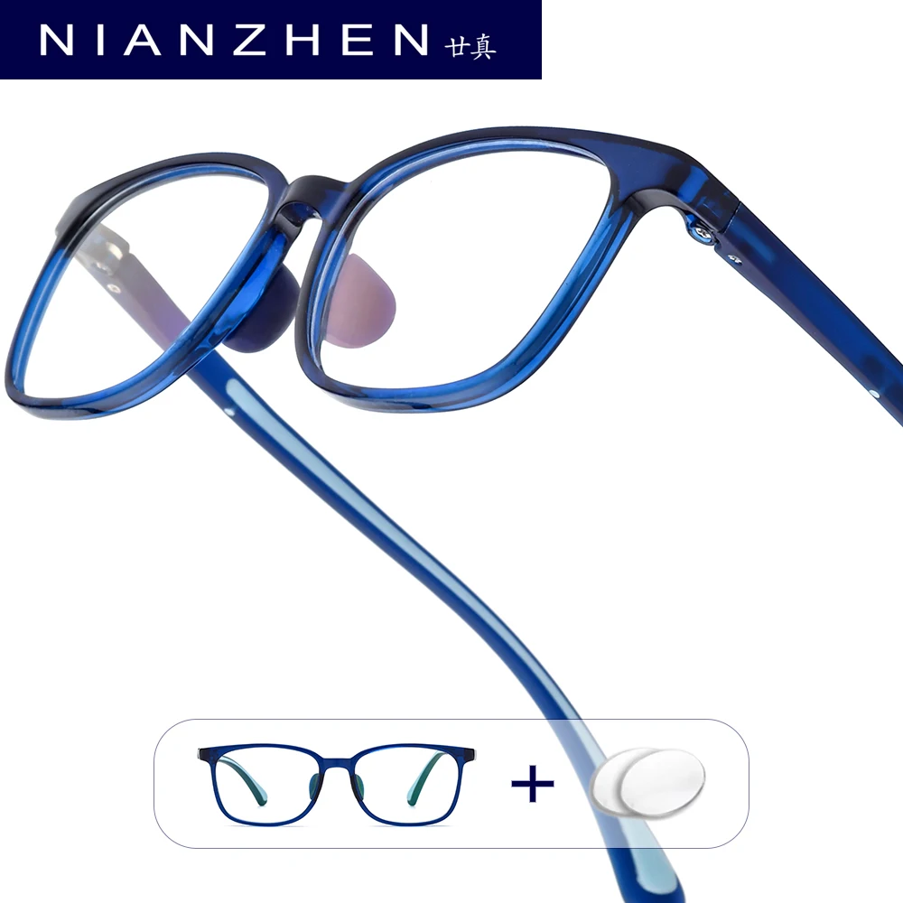 NIANZHEN Anti Blue Prescription Glasses Girls Myopia Optical Lens Eyewear Boys Custom Square TR90 Kids Eyeglasses Frame 52010