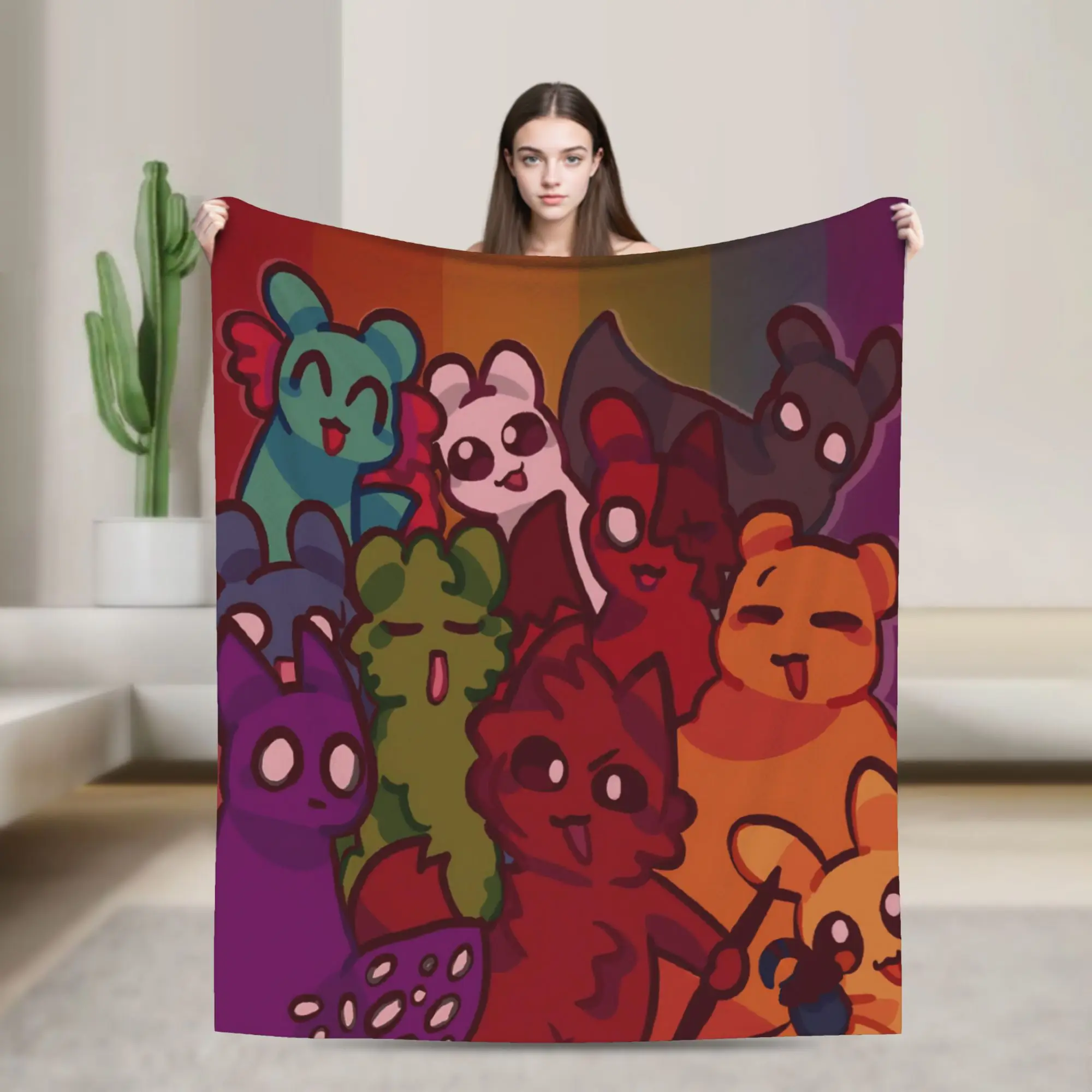 Rain World Slugcat Rainbow Gaming Blankets Super Soft Fleece Novelty Gift  Throw Blankets Bedding Throws