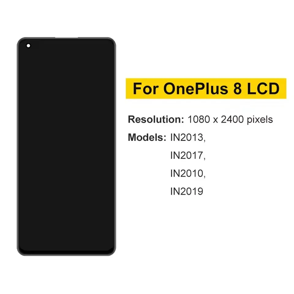 Super Amoled For OnePlus 8 LCD Display Touch Screen Digitizer Assembly with Frame 1+8 Display IN2013 IN2017 IN2010 IN2019