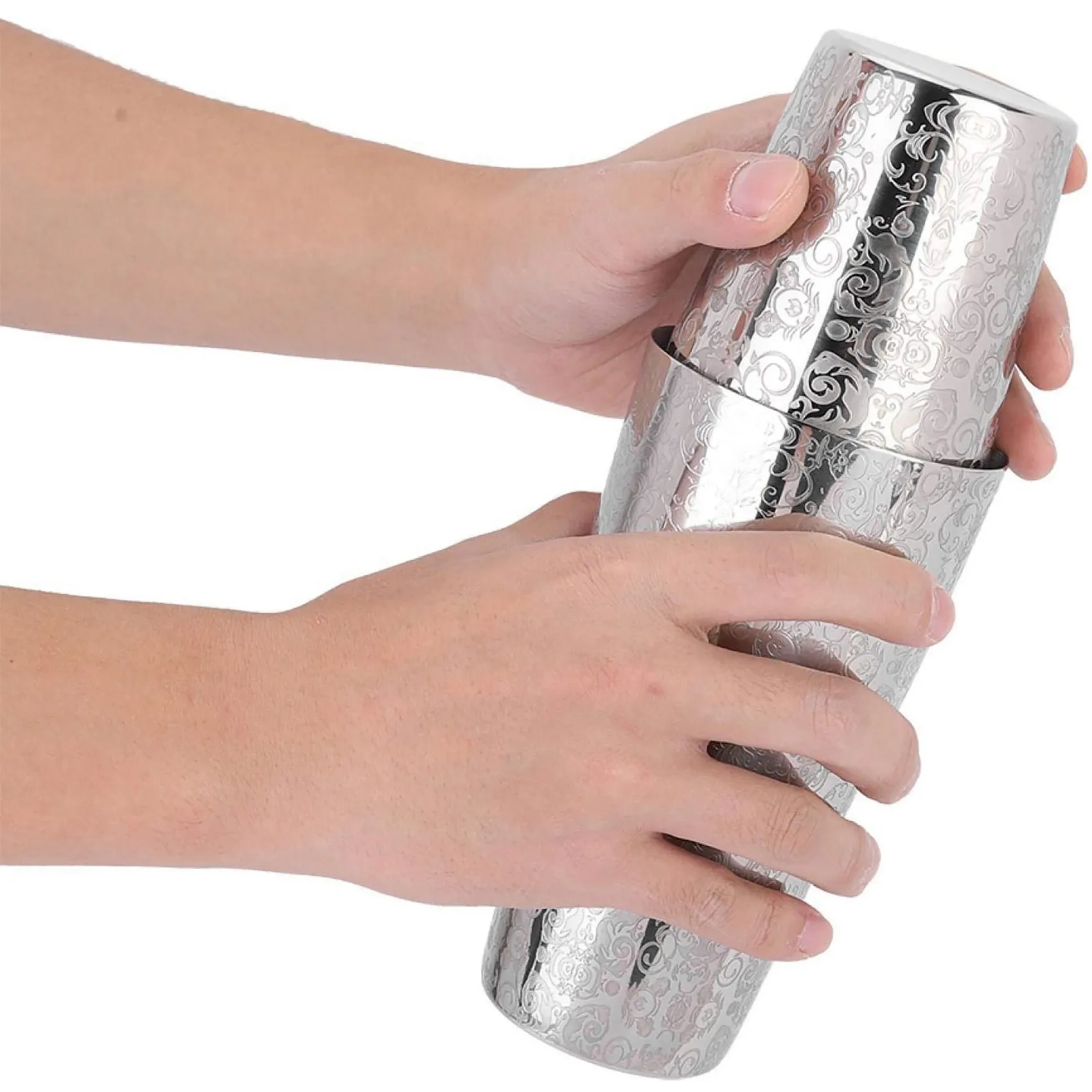 AB09-Cocktail Shaker Boston Shaker 304 Stainless Steel Barra De Ferramentas Creative Engraving Design Boston Cocktail Shaker Tin