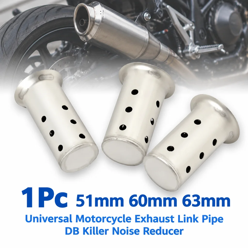 1Pc 51mm 60mm 63mm Universal Motorcycle Exhaust Link Pipe DB Killer Noise Reducer