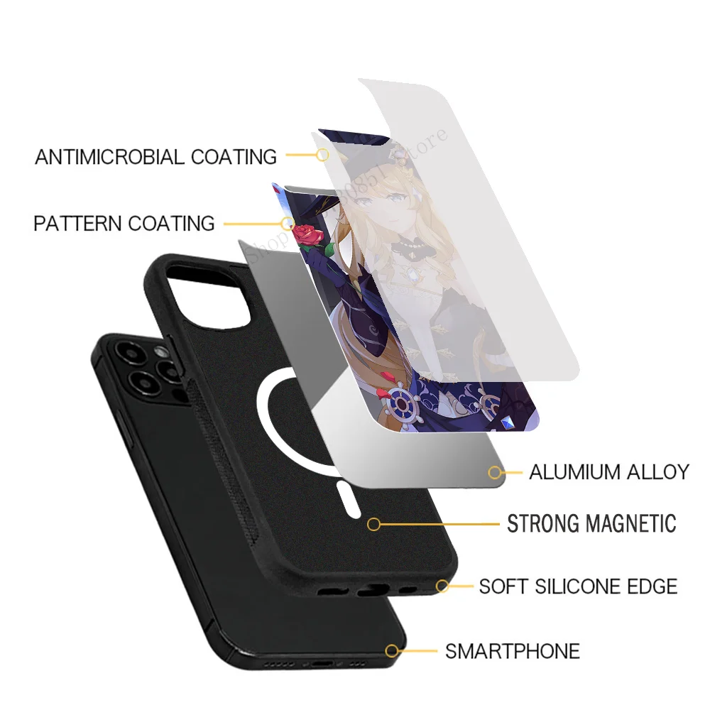 Genshin Impact Navia Phone Case Mobile Phone Cases For IPhone 15 14 13 Pro Max 11 12 Mini Alex Mirror TPU Shell