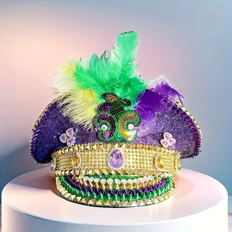 

Шляпа капитана в стиле стимпанк со стразами для Марди Гра, карнавала, рейв-фестивалей, аксессуары и праздничная шляпа для женщин и мужчин