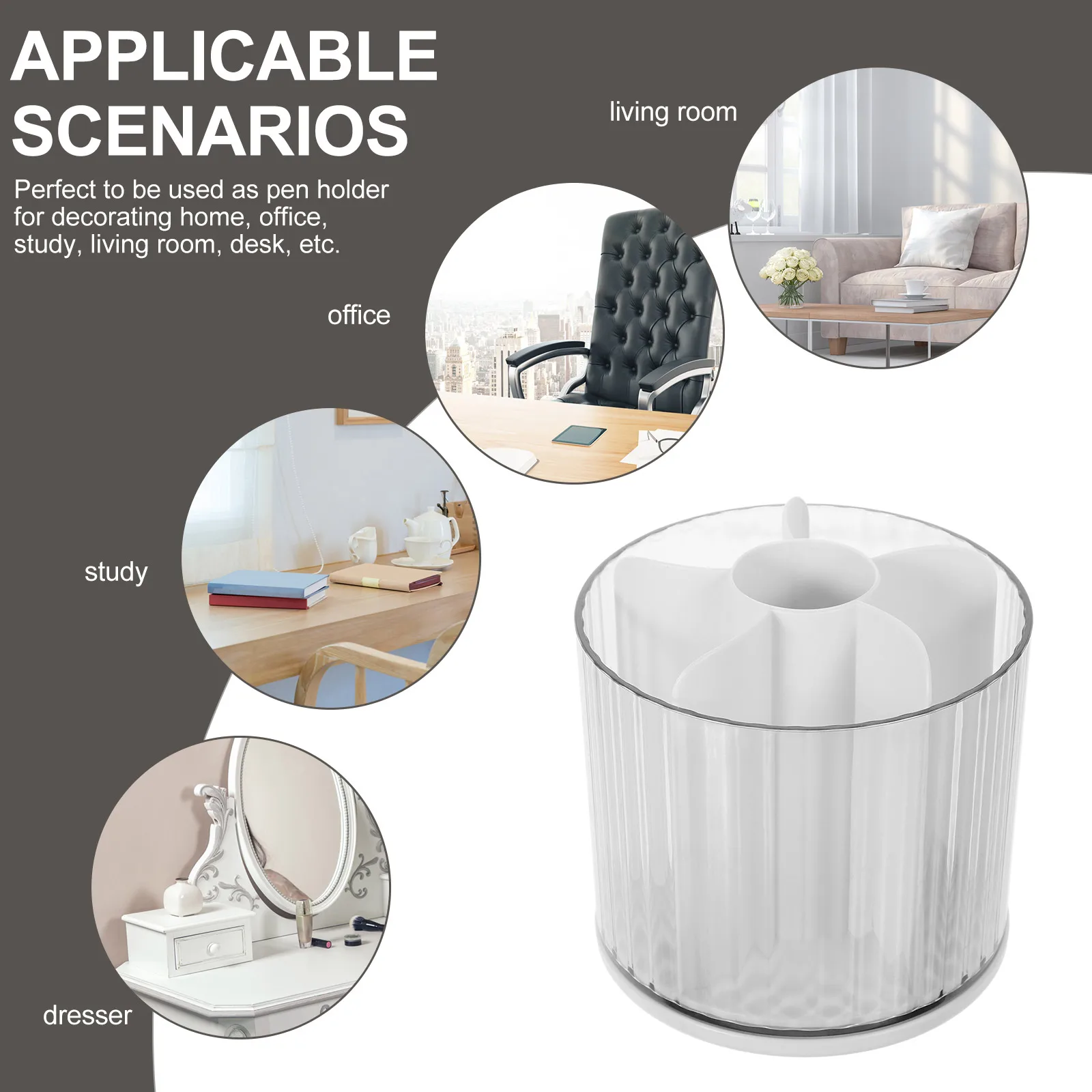 

Rotatable Pen Holder Desk Accessories 360 Degree ganizer Multi Compartment Wear Resistant Brush Holder Tabletop Storage