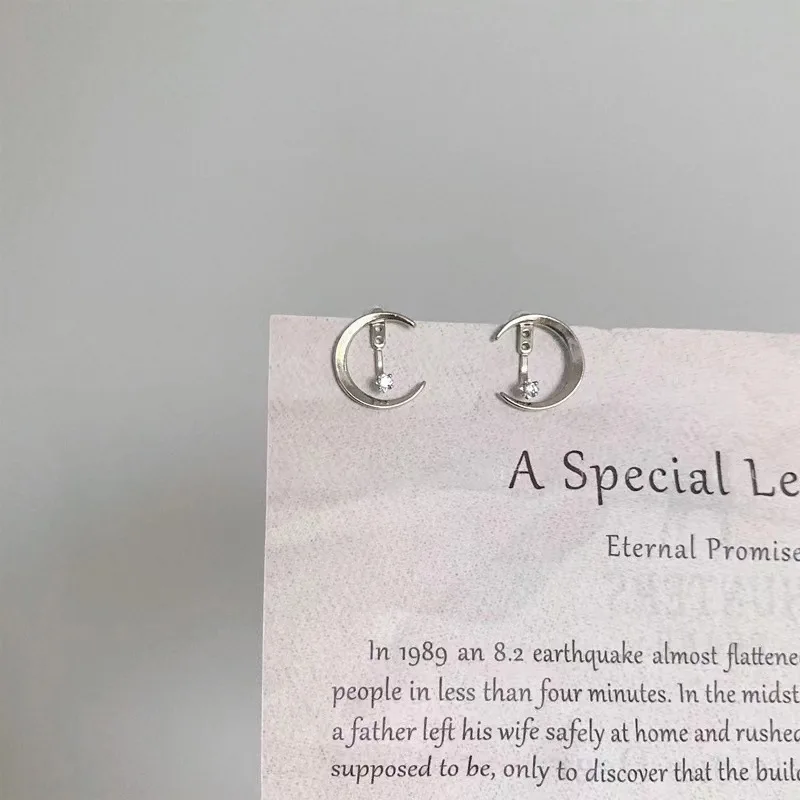 New Design Stainless Steel Cubic Zirconia Stud Earrings For Women Star Moon Pendant Cartilage Earring Piercing Jewelry Gifts image 3