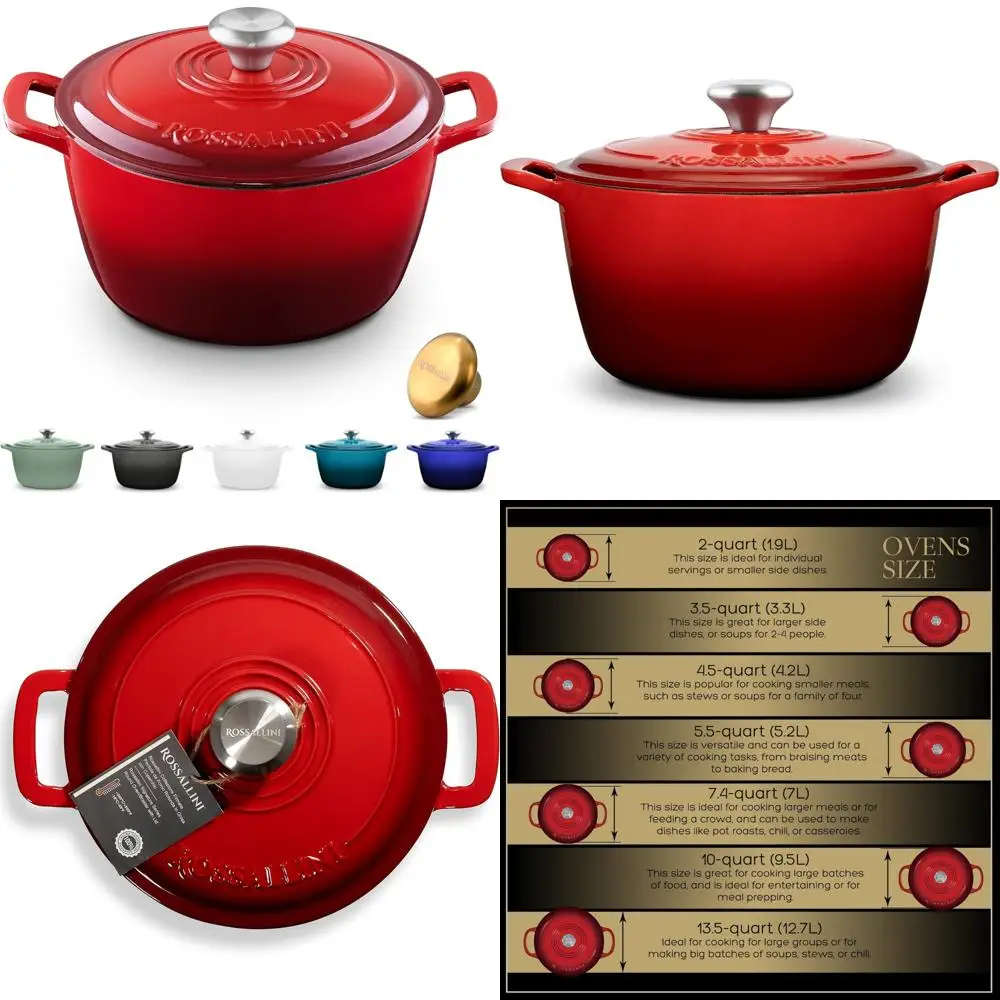 

Non-Stick Cast Iron Dutch Oven with Tight Lid for Roasting, Baking, and Sauteing - Perfect Cooking Pot