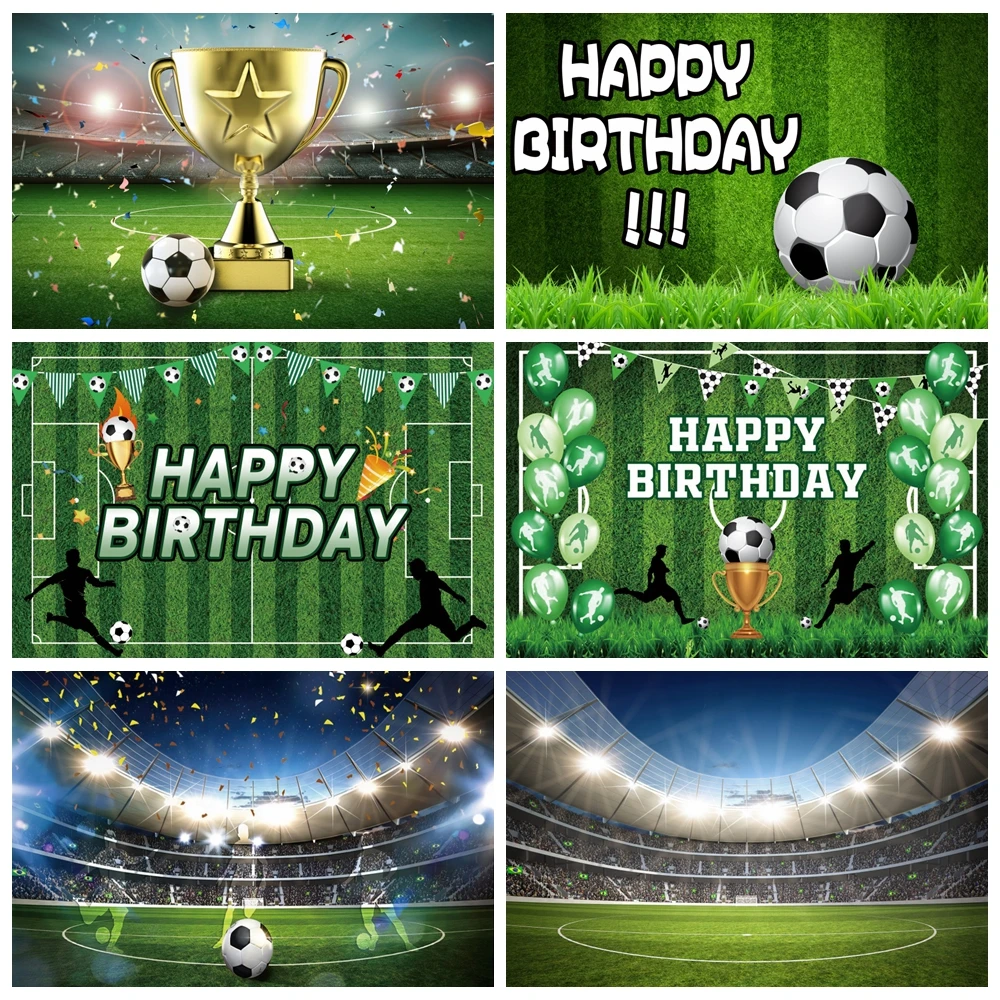 

Football Birthday Photography Backdrop Super Bowl Soccer Field Sport Stadium Boy Girl Baby Birthday Party Photo Background Decor