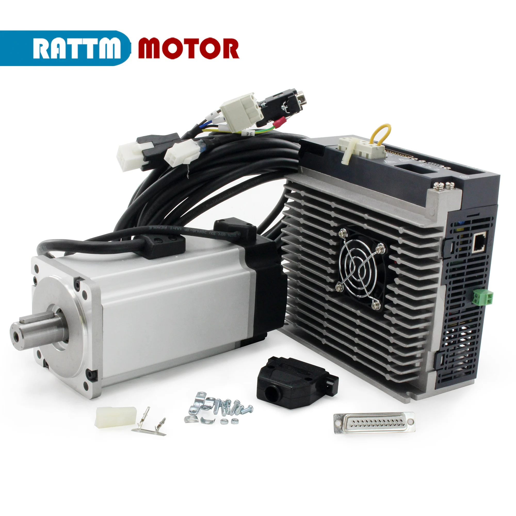 【EU Ship】CNC Servo Motor Kit 1.5KW AC Servo Motor Driver Kit 6N.m 2500rpm 220V w/ Encoder Cables with Brake