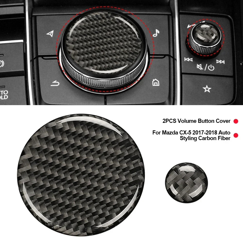 2Pcs Car Real Volume Button Cover Trim for Mazda 3 2020-2023 Auto Styling Carbon Fiber car accesories interior Decoration