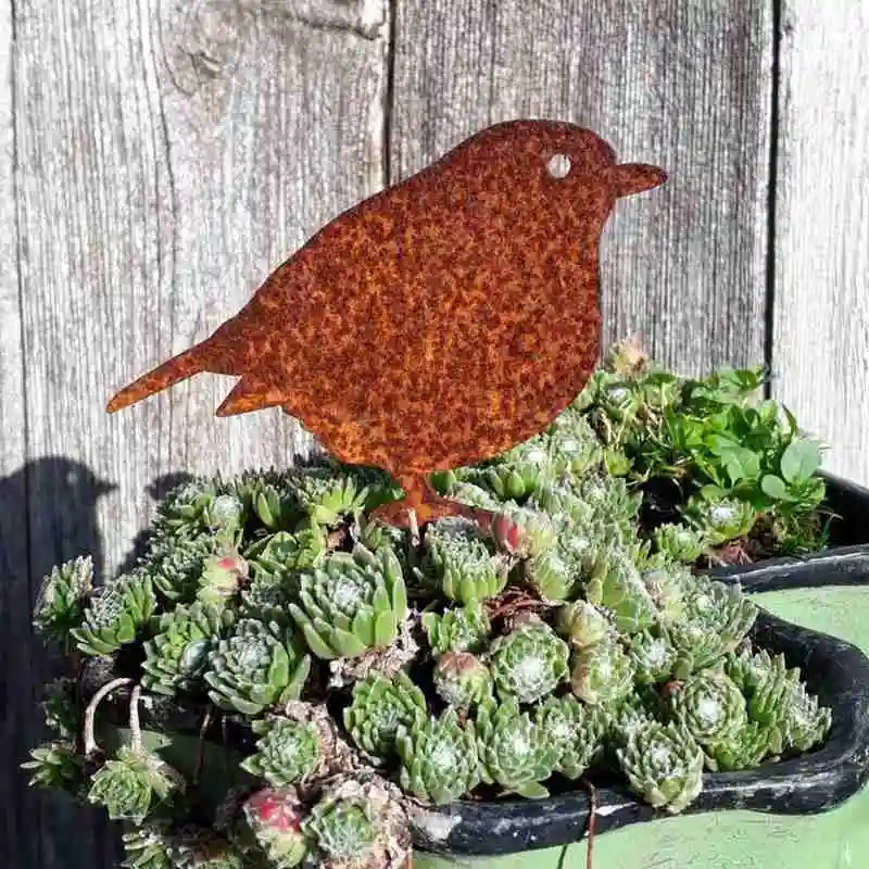 Rusty Metal Bird Silhouettes Home Garden Fence Decor Woodpecker Gardening Country Robin Art Metal Yard Decoration Bird Steel