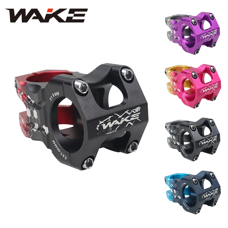 Wake MTB Handlebar Power Bike Stem 50mm Aluminum Alloy Ultralight High-strength Bicycle Accessories for BMX Cycling Hybrid Color