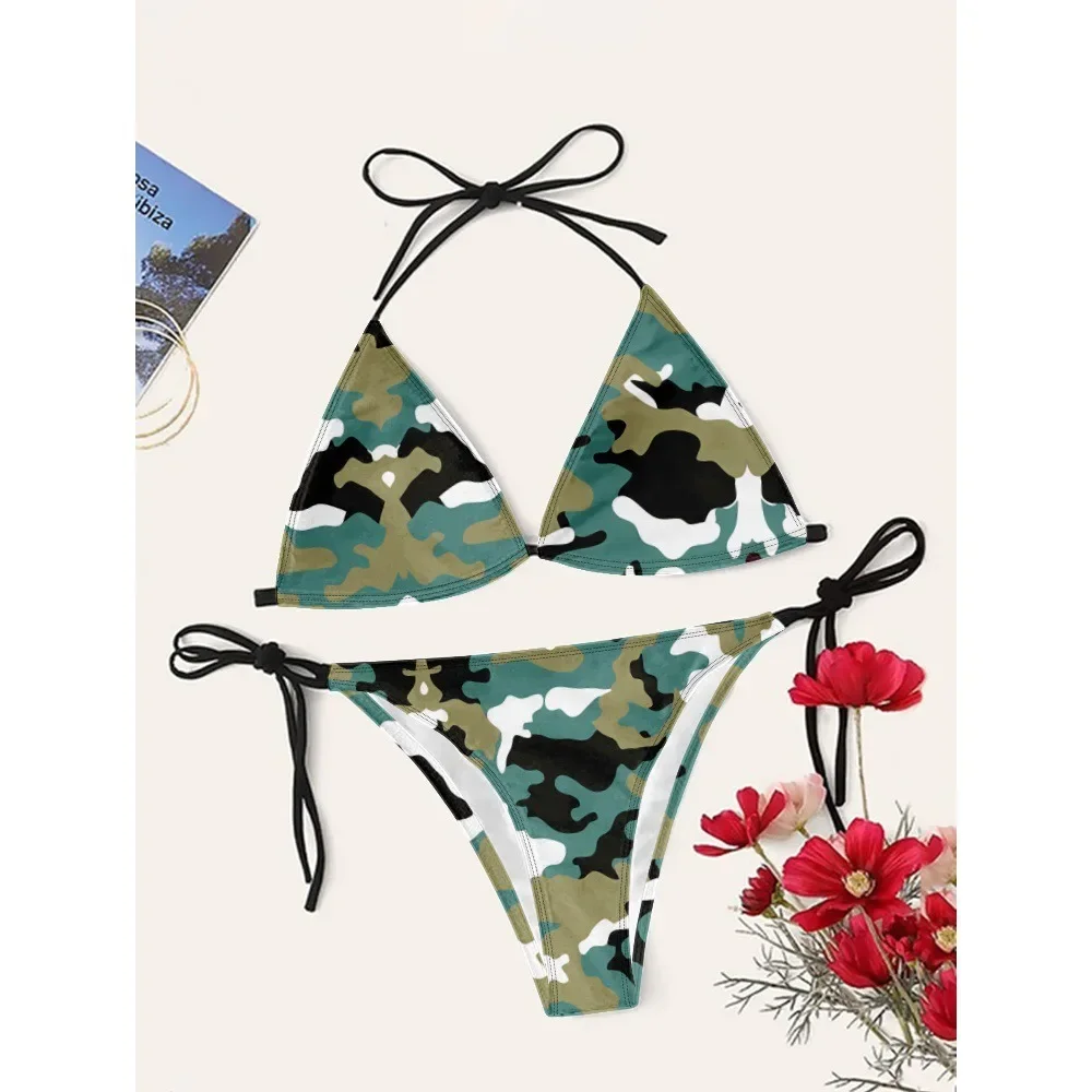 Women's Sexy Multicolor Camo Bikini Set Cupshe Adjustable Straps High Waist Quick Dry Beachwear Essential Micro Bikini Swimsuits