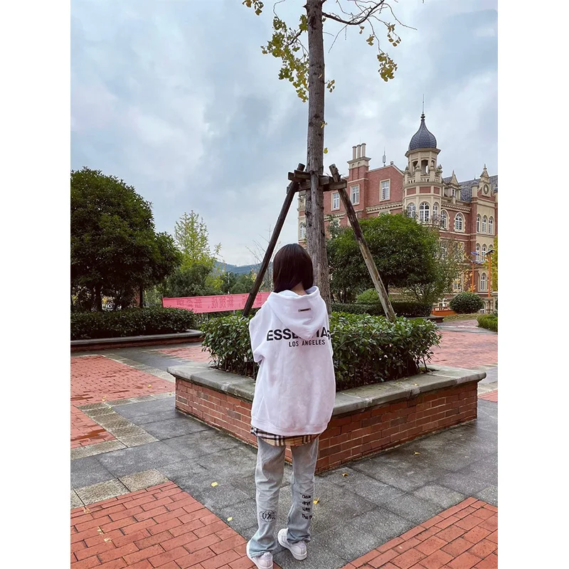 Sweat à capuche doublé Chic Hong Kong Sle Fce pour femme, sweat-shirt Long décontracté, confortable, coupe ample, printemps automne hiver