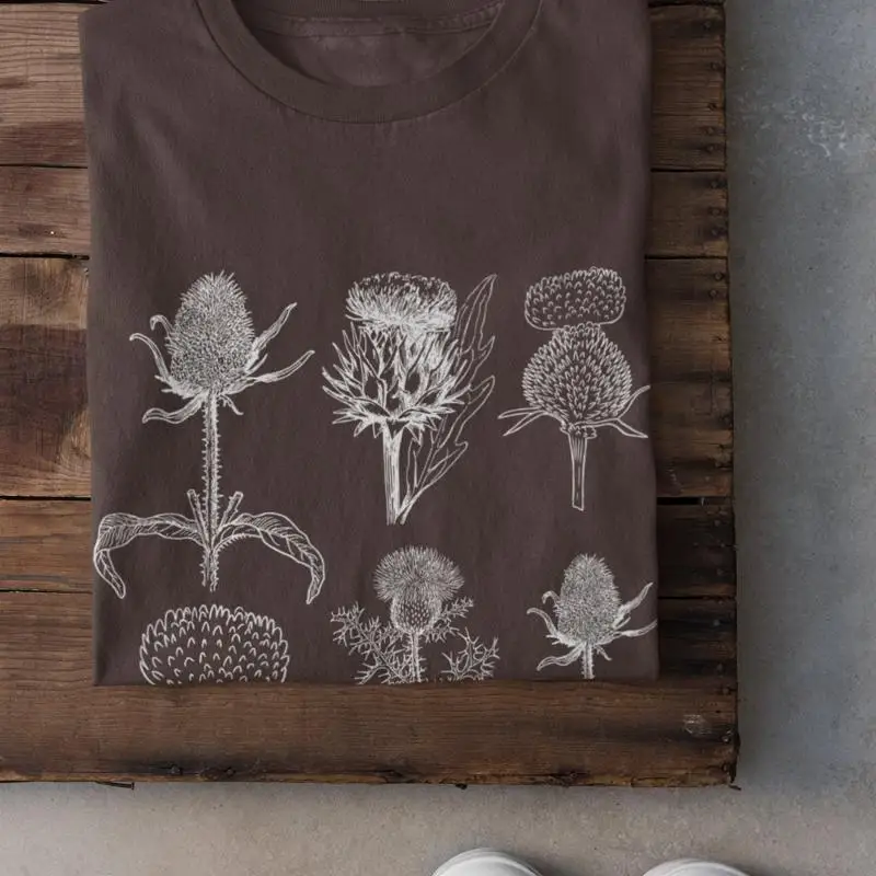 

Чертополох ботаническая футболка Wildflower Garden Plant Lover женская цветочная шотландская футболка