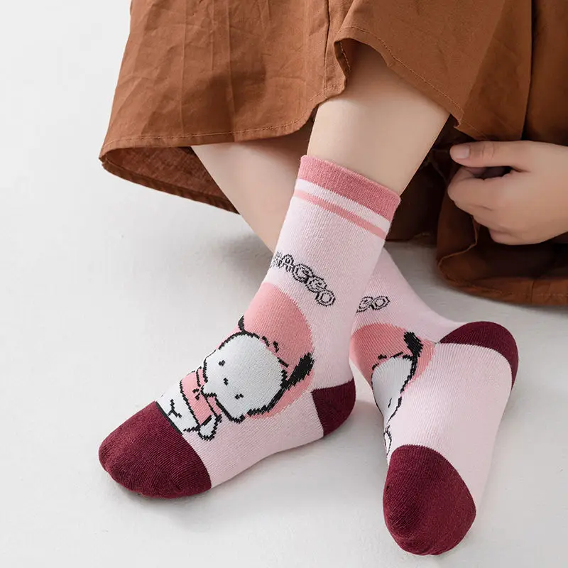

Cartoon Pochacco Sanrio New Kawaii Anime Pure Cotton Girls' Autumn and Winter Children's Socks New Cute Baby Socks Toys for Kids