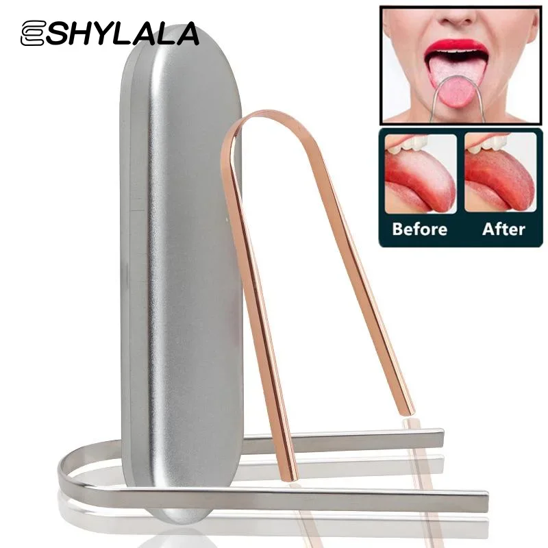 

Скребок для языка из нержавеющей стали, чистка свежего дыхания, зубная щетка для языка с покрытием, гигиена полости рта, U-образный металлический скребок для языка