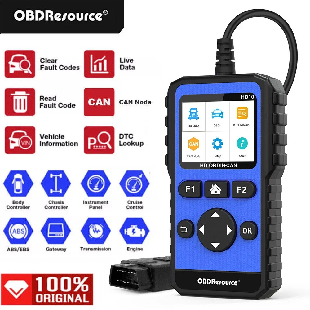 

Полностью системный сканер для тяжелых грузовиков HDOBD/EOBD/OBD2, диагностический сканер для грузовиков и автомобилей, инструменты для считывания кодов дизельного автомобиля 12 В 24 В